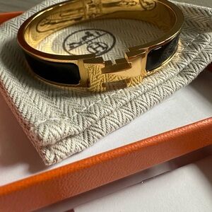 Hermes Gold and Black Cuff Bracelet